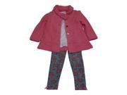 Little Girls Peach Fleece Jacket Dotted Shirt Floral Print 3 Pc Pant Set 4T