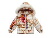 Richie House Little Girls White Red All Over Patterned Print Padding Jacket 2 3
