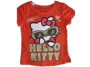Hello Kitty Little Girls Orange Glittery Printed T Shirt 4