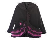 Isobella Chloe Little Girls Blackberry Pink Trim Flower Detail Coat 4T