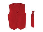 Lito Baby Boys Red Poly Silk Vest Necktie Special Occasion Set 12 24M