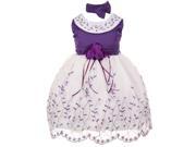 Little Girls Purple White Floral Jeweled Easter Flower Girl Bubble Dress 4T