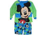 Disney Little Boys Green Blue Mickey Mouse Printed 2 Pc Pajama Set 2T