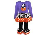 AnnLoren Big Girls Purple Pumpkin Applique Halloween Pants Outfit 7 8