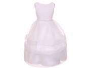 Kids Dream Little Girls White Satin Organza Overlay Elegant Flower Girl Dress 6