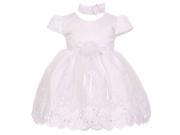 Baby Girls White Floral Embroidery Neckband Christening Baptism Dress 18M