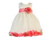 Crayon Kids Baby Girls Ivory Coral Petal Flower Girl Dress 6 9M