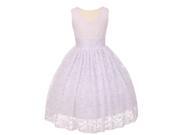 Little Girls White Heavy Spandex Lace Pearl Accented Flower Girl Dress 4