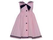 Good Lad Little Girls Pink Anchor Button Stripe Contrast Bow Sailor Dress 5
