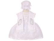 Baby Girls White Lace Short Sleeve Virgin Mary Embroidered Baptism Dress 12M