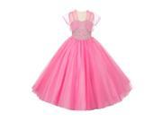 Big Girls Pink Jewel Stone Pearl Junior Bridesmaid Bolero Dress 12