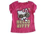 Hello Kitty Little Girls Pink Glittery Printed T Shirt 6X