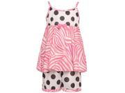 Laura Dare Little Girls Black White Polka Dot Zebra Print 2 Pc Pajama Set 4