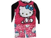 Hello Kitty Big Girls Fuchsia Black Kitty Spotted Print 2 Pc Pajama Set 8