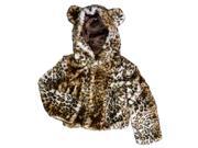 Big Girls Brown Leopard Critter Ears Button Faux Hooded Jacket 8 10
