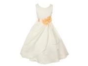 Little Girls Ivory Peach Bridal Dull Satin Sequin Flowers Occasion Dress 4