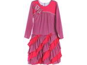 Isobella Chloe Big Girls Magenta Stripe Raspberry Truffle Dress 8