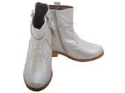L Amour Little Girls 11 Metallic Silver Leather Mid Ankle Zip Boots