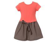Richie House Little Girls Orange Brown Short Sleeve Bow Dress 4