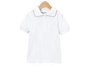 Big Girls White Button Closure Collar Short Sleeve Casual School Polo 16