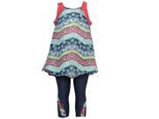 Little Girls Coral Lace Detail Floral Printed 2 Pc Legging Outfit 5