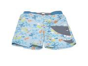 Sol Swim Little Boys Blue Fish Print Shark Mouth Applique Swimwear Trunks 5