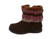 L Amour Little Girls Brown Nubuck Leather Ruffle Collar Boots 7 Toddler