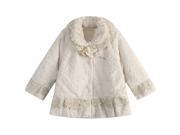 Richie House Little Girls Beige Fleece Lace Detail Coat 7