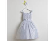 Sweet Kids Little Girls Silver Embroidered Organza Tulle Easter Dress 4