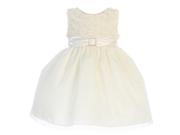 Crayon Kids Little Girls Ivory Glitter Brooch Adorned Easter Dress 12M