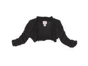Little Girls Black Ruffled Ruched Sleeve Elastic Bolero Jacket 6
