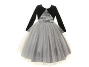 Big Girls Silver Black Rosette Velvet Jacket Tulle Special Occasion Dress 10