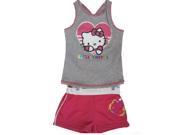 Hello Kitty Little Girls Grey Fuchsia Studded 2 Pc Shorts Set 6
