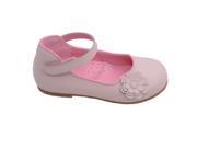L Amour Toddler Girls Pink Flower Applique Velcro Strap Flats 5 Toddler