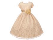 Big Girls Champagne Lace Overlay Satin Flower Girl Special Occasion Dress 8