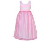 Bonnie Jean Little Girls Pink Stripe Bodice Trimmed Waist Overlaid Dress 2T