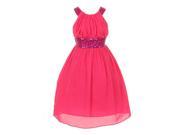 Cinderella Couture Little Girls Fuchsia Dazzling Sequin X Back Pleated Dress 14