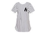 Richie House Little Girls Black White Stripe Round Bottom Knit T Shirt 4