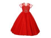 Big Girls Red Jewel Stone Pearl Junior Bridesmaid Bolero Dress 18