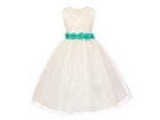 Big Girls Ivory Jade Chiffon Floral Sash Tulle Junior Bridesmaid Dress 12