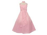 Big Girls Pink Satin Rhinestone Buckle Shawl Special Occasion Dress 12