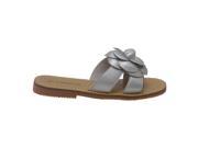 L Amour Girls Silver Flower Accent Thong Trendy Sandals 9 Toddler