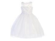 Lito Big Girls White Embroidery Satin Tulle Tea Length Communion Dress 8