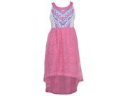 Big Girls Pink Ethno Geometric Print Hi Low Sleeveless Easter Dress 10