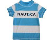 Nautica Baby Boys Blue White Striped Print Rash Guard Swim Shirt 18M