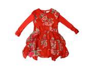 Richie House Little Girls Red Floral Print Bohemian Ruffle Tiered Dress 4 5