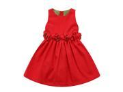 Richie House Little Girls Red Bow Detailed Dress 6