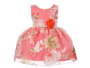 Baby Girls Coral Floral Organza Print Sheer Overlay Flower Girl Dress 12M