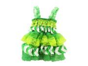 Little Girls Kelly Green Lime White Chevron Satin Lace Ruffle Dress Dress 3T