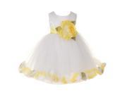 Baby Girls White Yellow Petal Adorned Satin Tulle Flower Girl Dress 12M